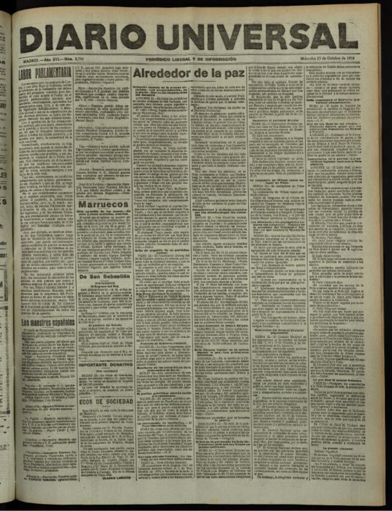 Miniatura de Diario Universal del 23 de octubre de 1918