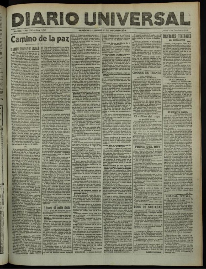 Miniatura de Diario Universal del 24 de octubre de 1918