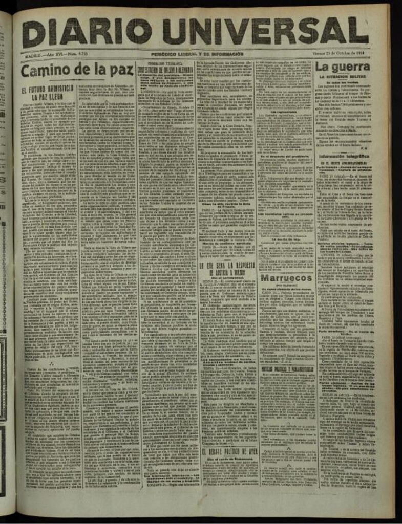 Miniatura de Diario Universal del 25 de octubre de 1918