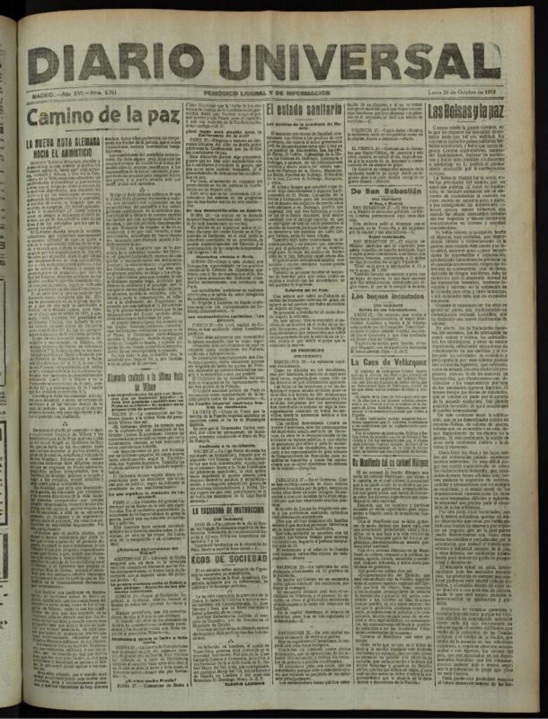 Miniatura de Diario Universal del 28 de octubre de 1918