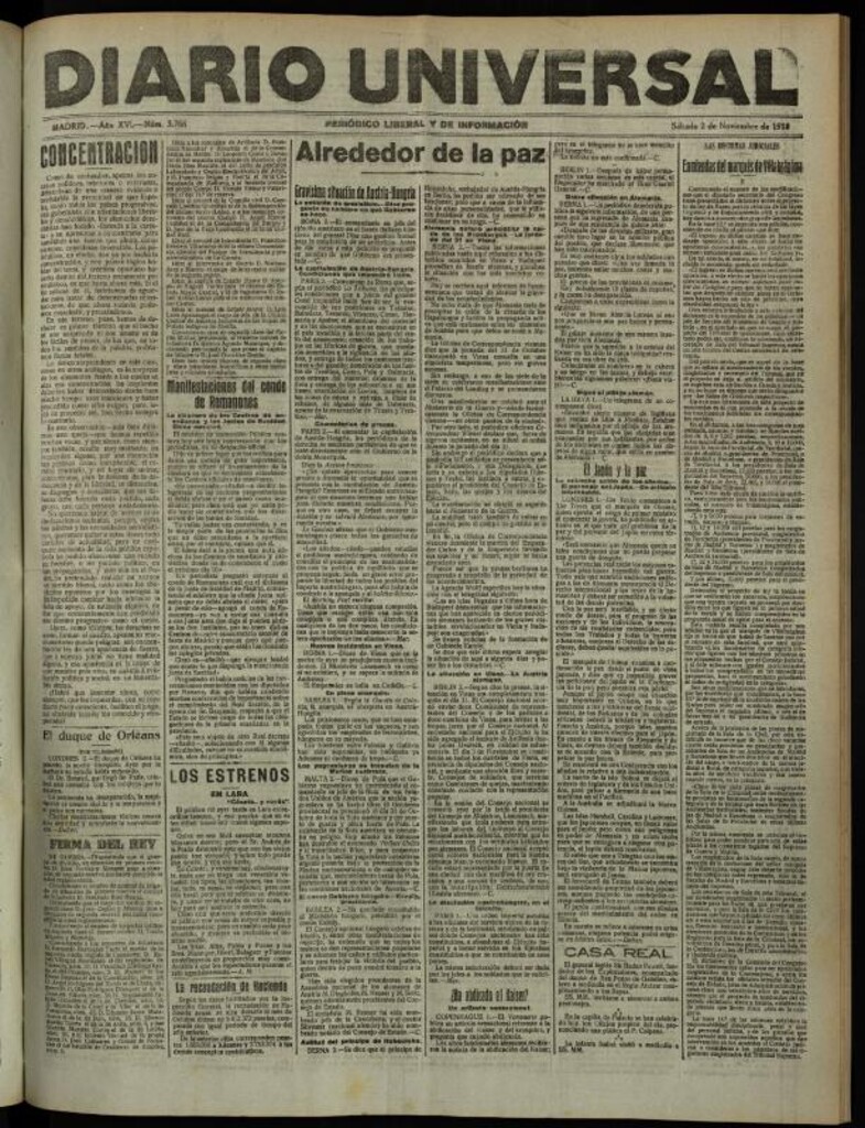 Miniatura de Diario Universal del 2 de noviembre de 1918