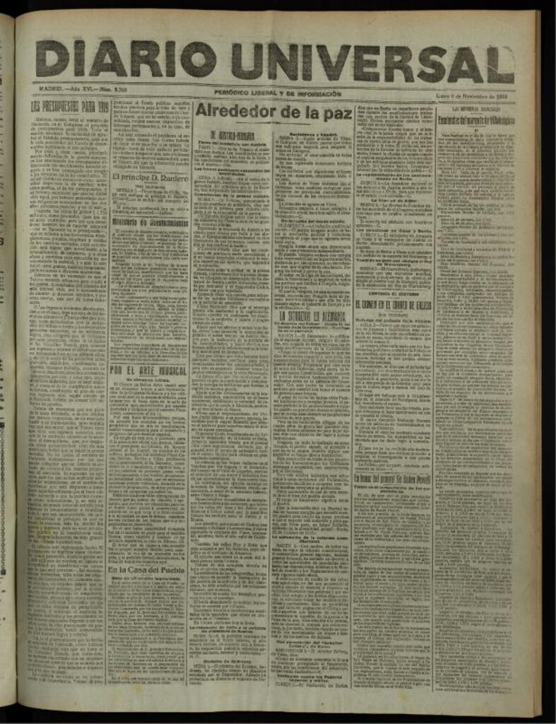 Miniatura de Diario Universal del 4 de noviembre de 1918