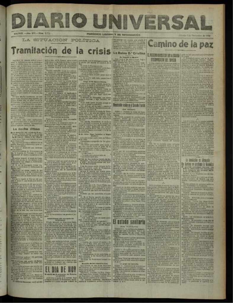Miniatura de Diario Universal del 9 de noviembre de 1918