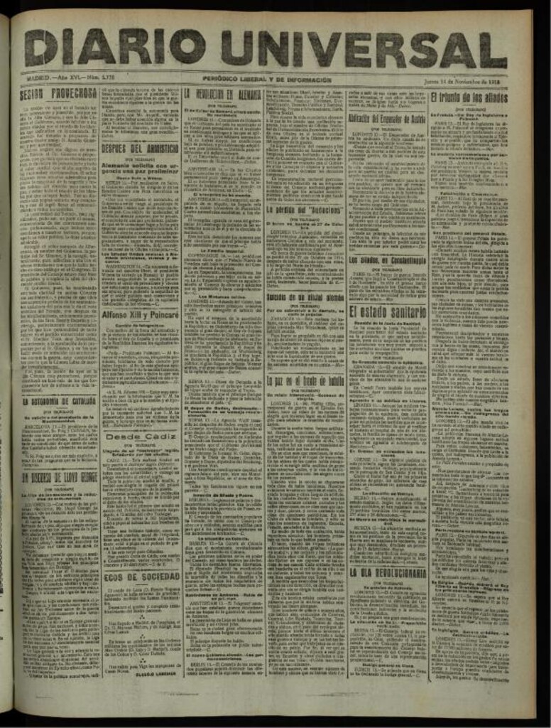 Miniatura de Diario Universal del 14 de noviembre de 1918