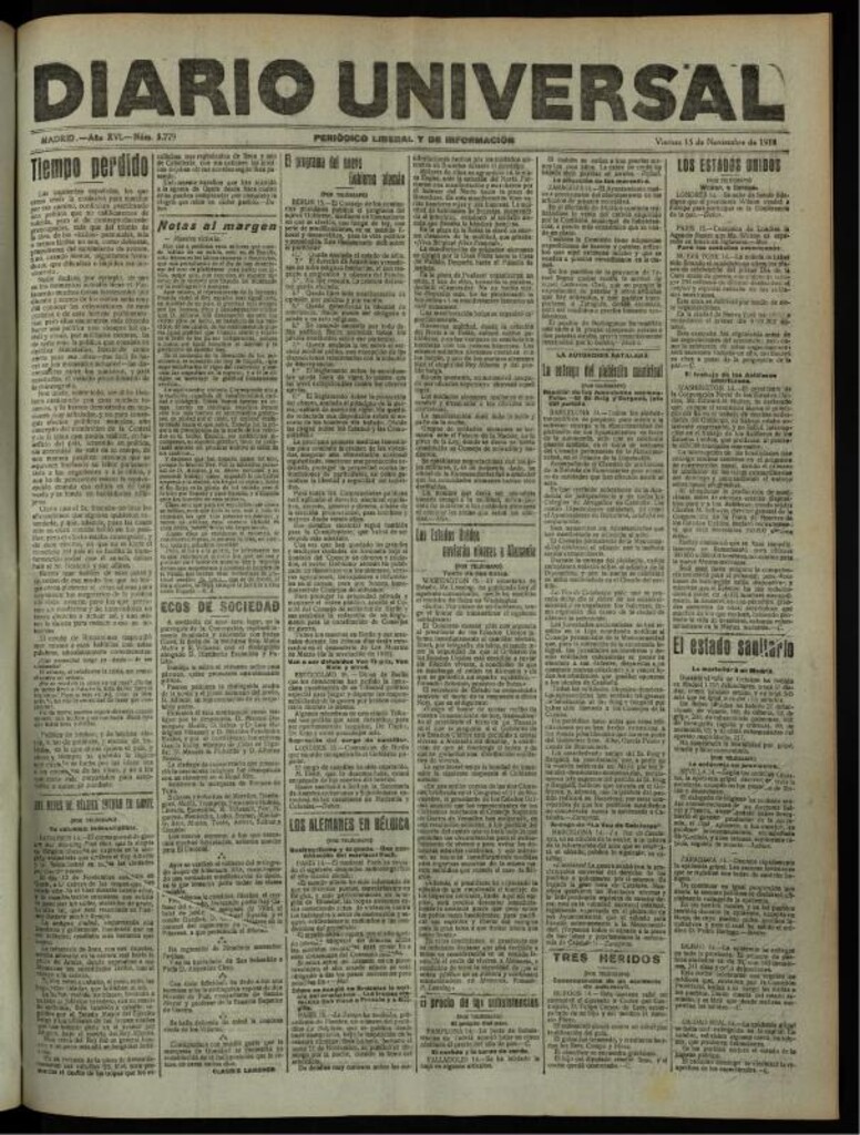 Miniatura de Diario Universal del 15 de noviembre de 1918