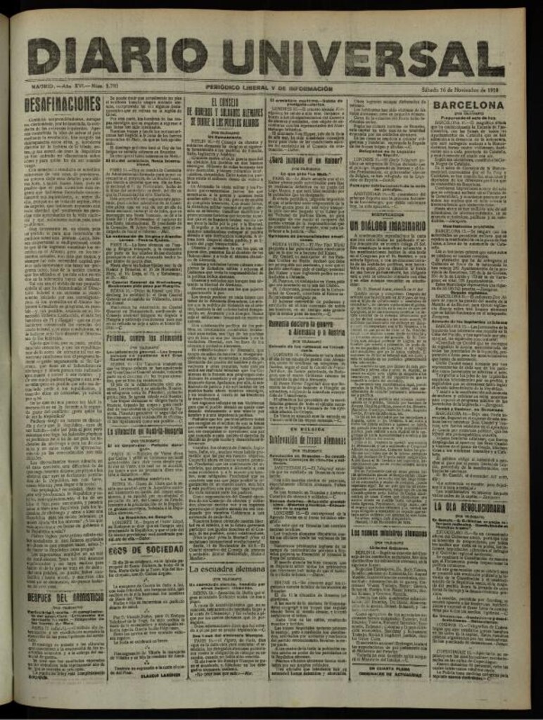 Miniatura de Diario Universal del 16 de noviembre de 1918