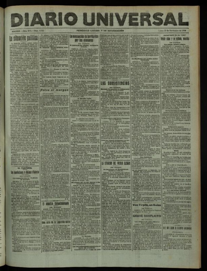 Miniatura de Diario Universal del 18 de noviembre de 1918