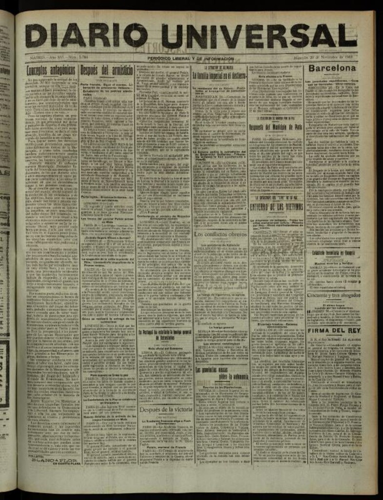 Miniatura de Diario Universal del 20 de noviembre de 1918