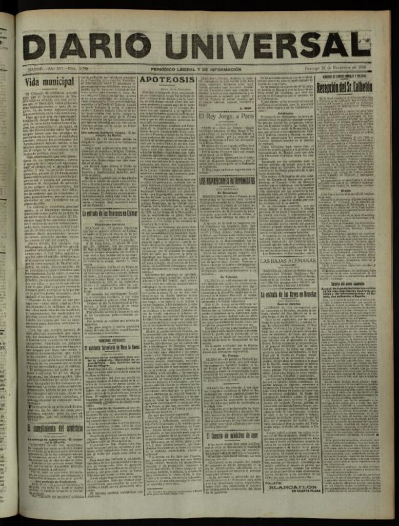 Miniatura de Diario Universal del 24 de noviembre de 1918