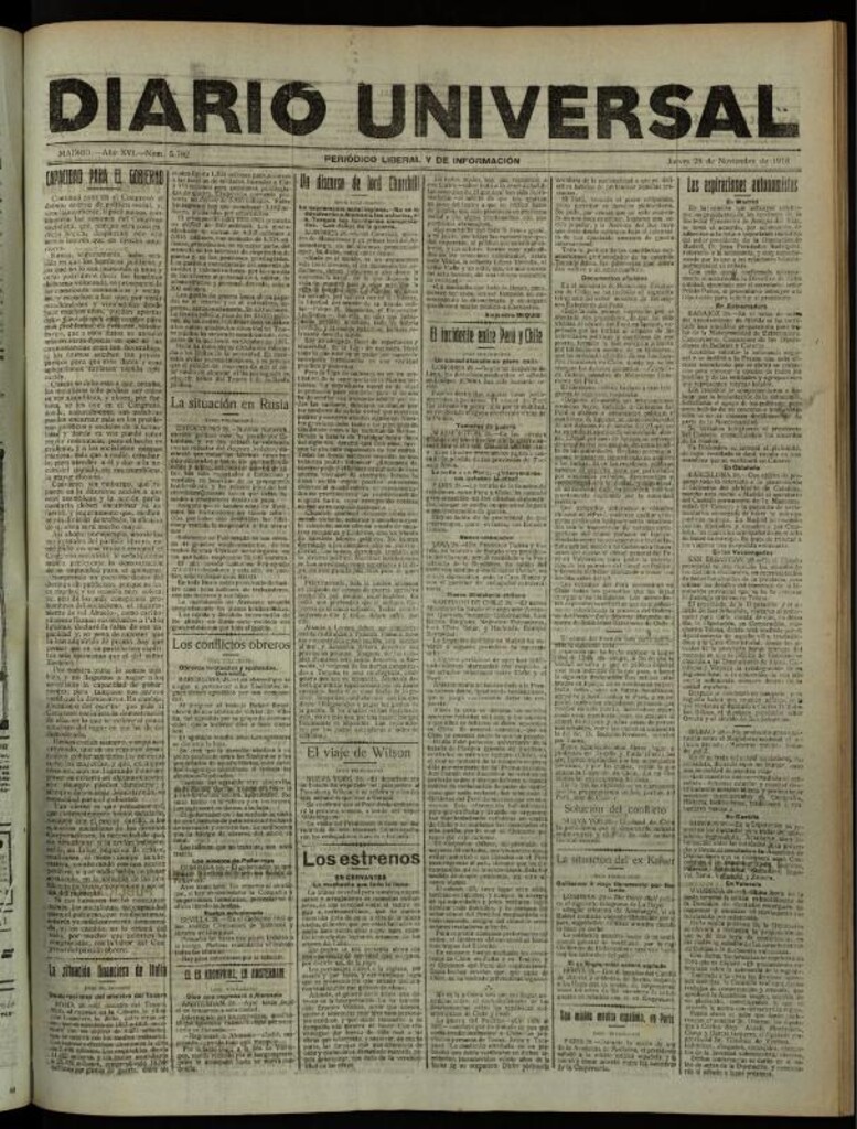 Miniatura de Diario Universal del 28 de noviembre de 1918