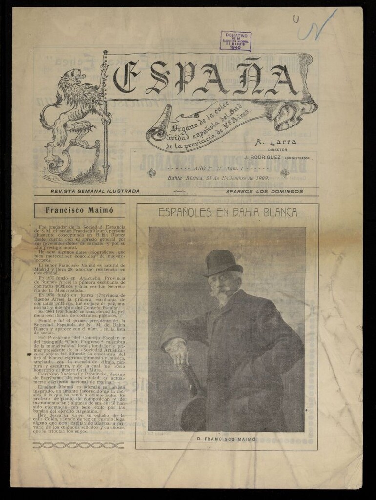 Miniatura de España: órgano de la colectividad española del Sud de la provincia de Buenos Aires
