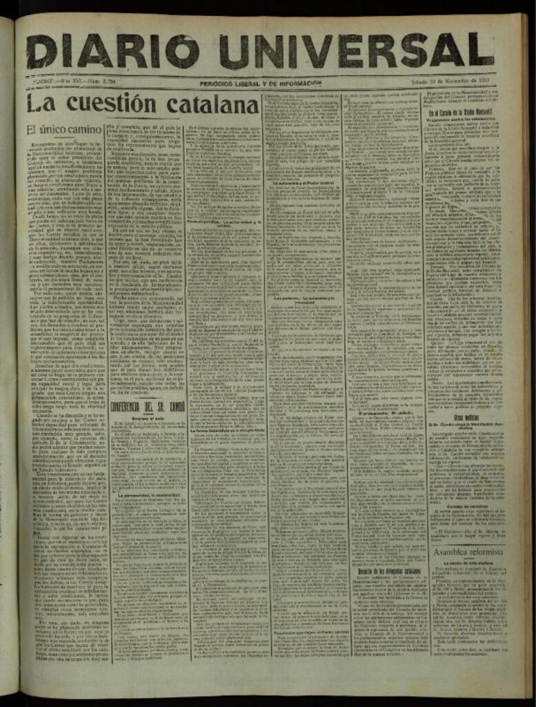 Miniatura de Diario Universal del 30 de noviembre de 1918
