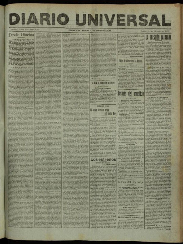 Miniatura de Diario Universal del 1 de diciembre de 1918