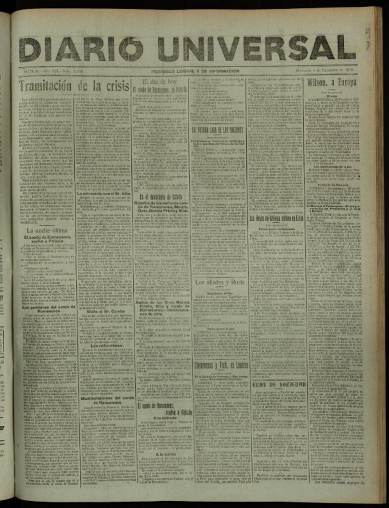 Miniatura de Diario Universal del 4 de diciembre de 1918