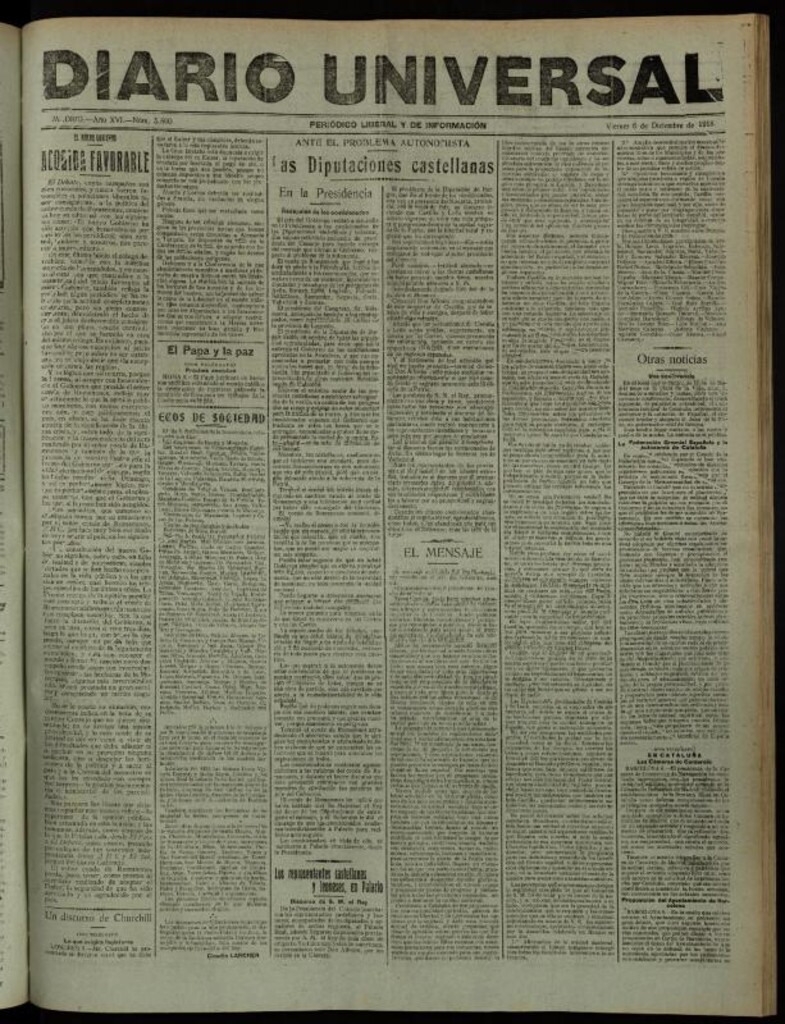 Miniatura de Diario Universal del 6 de diciembre de 1918