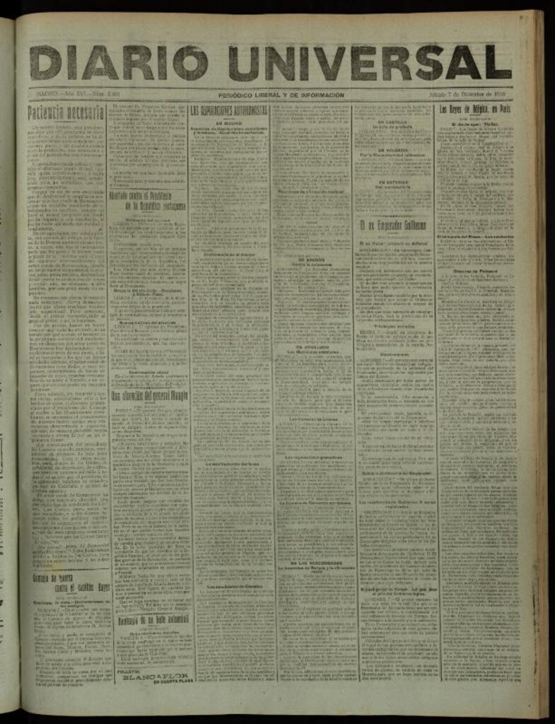 Miniatura de Diario Universal del 7 de diciembre de 1918