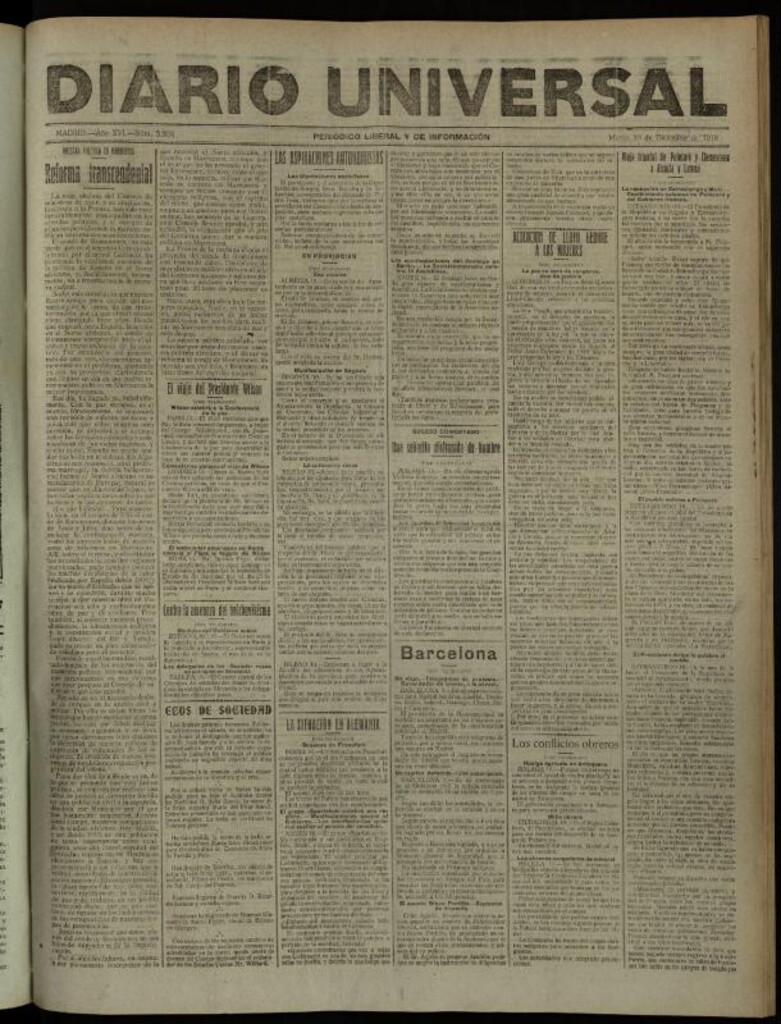 Miniatura de Diario Universal del 10 de diciembre de 1918
