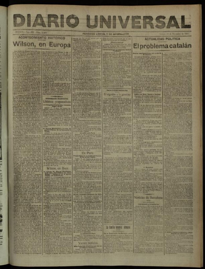Miniatura de Diario Universal del 14 de diciembre de 1918