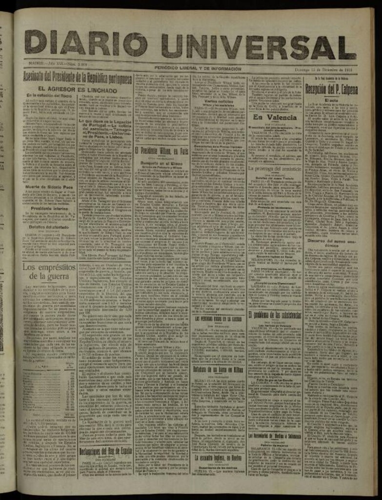 Miniatura de Diario Universal del 15 de diciembre de 1918