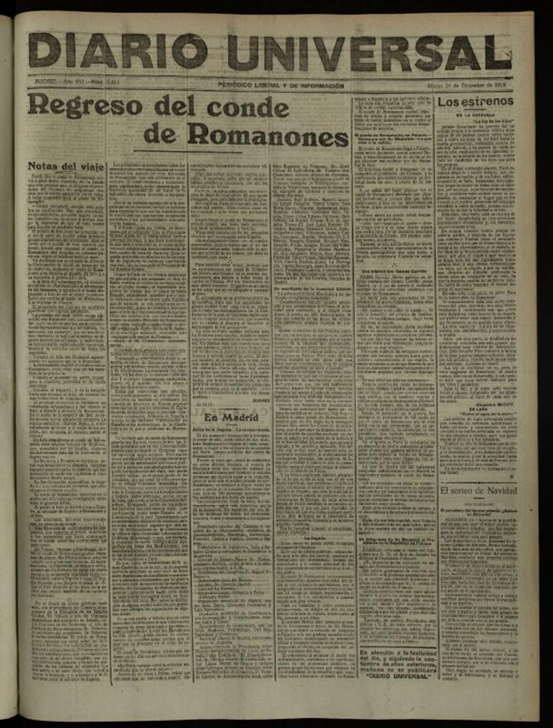 Miniatura de Diario Universal del 24 de diciembre de 1918
