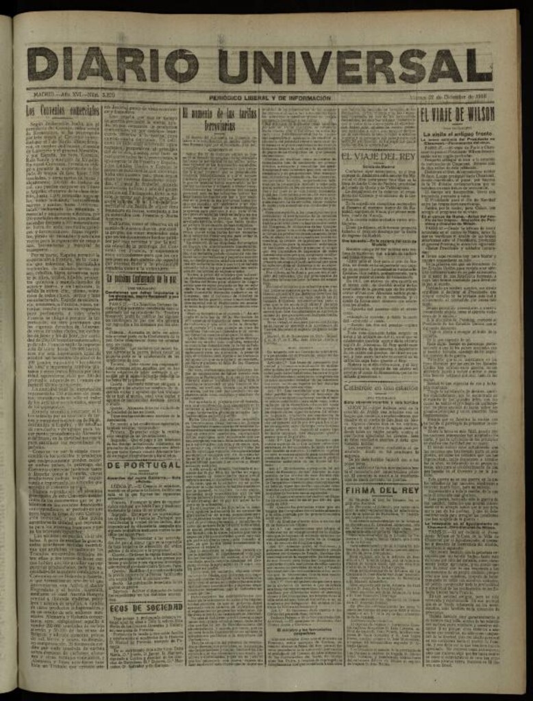 Miniatura de Diario Universal del 27 de diciembre de 1918