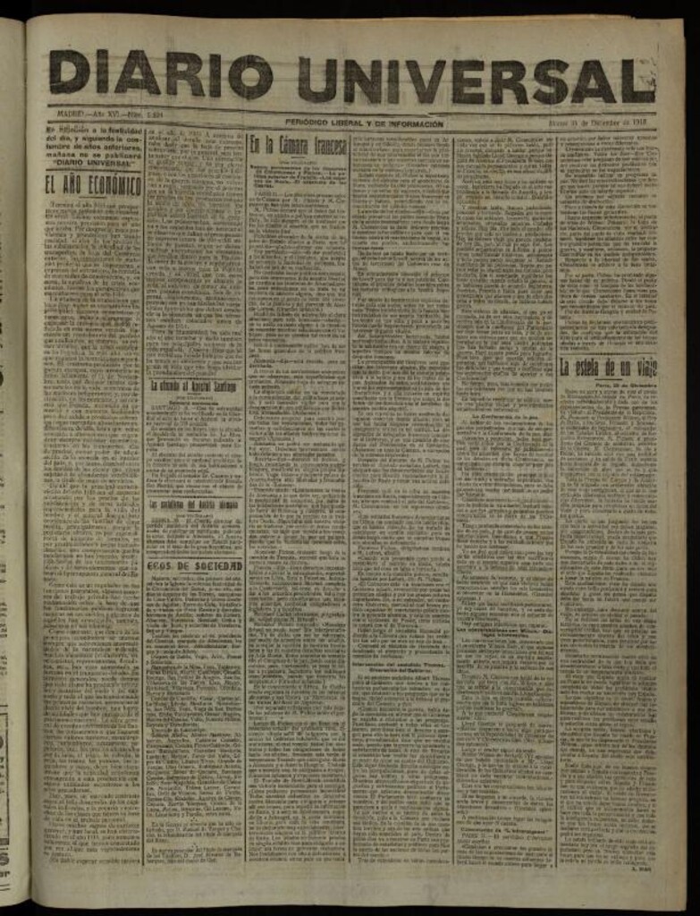 Miniatura de Diario Universal del 31 de diciembre de 1918