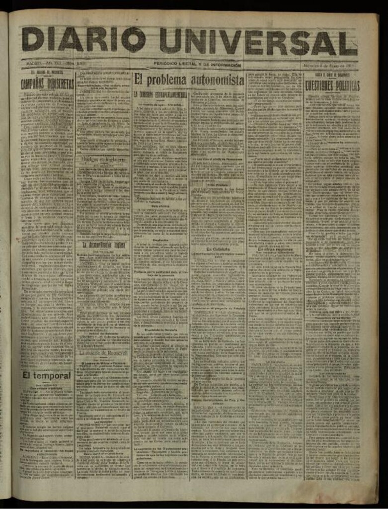 Miniatura de Diario Universal del 8 de enero de 1919