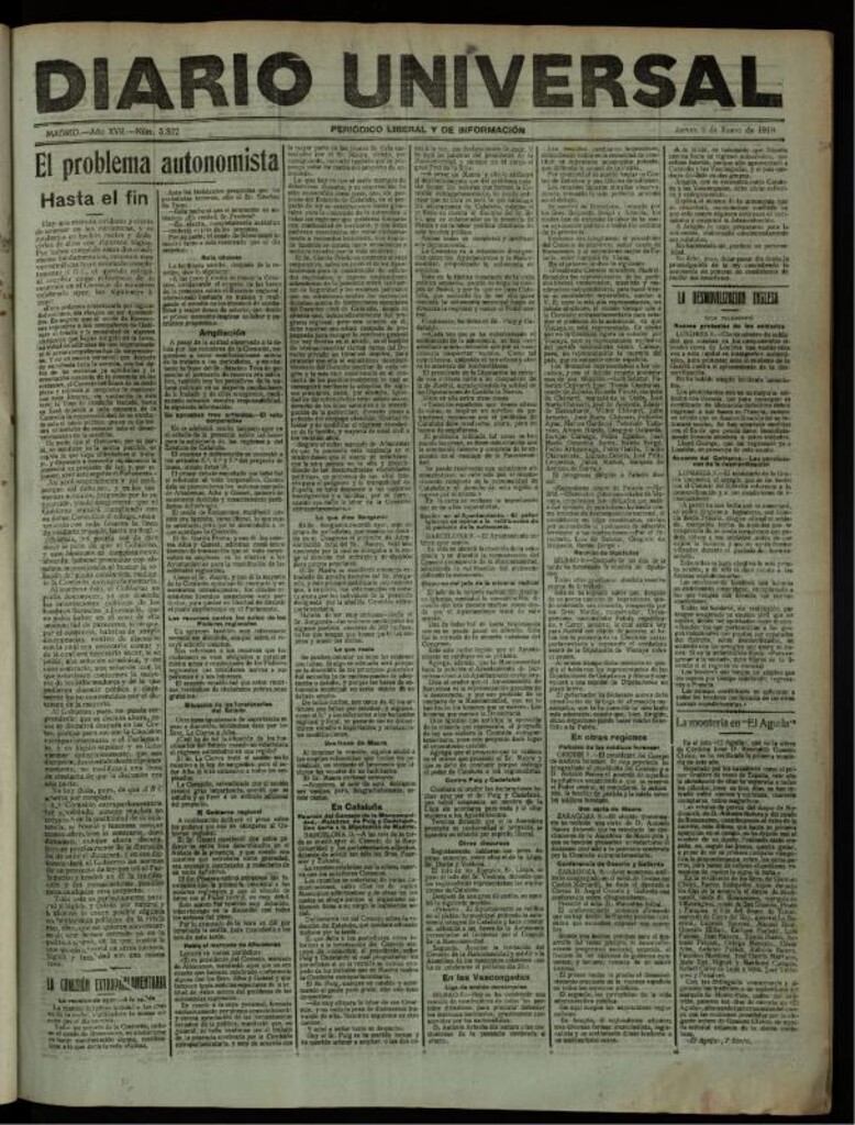 Miniatura de Diario Universal del 9 de enero de 1919