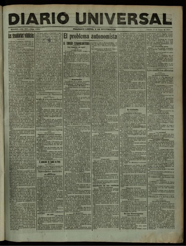 Miniatura de Diario Universal del 11 de enero de 1919