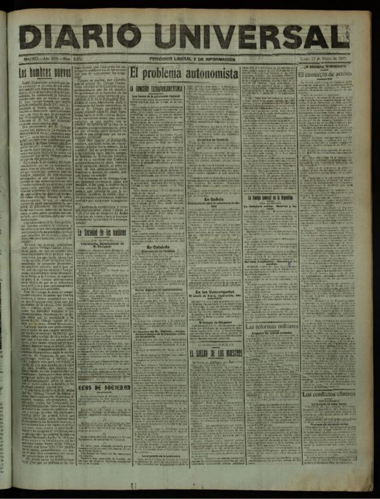 Miniatura de Diario Universal del 13 de enero de 1919