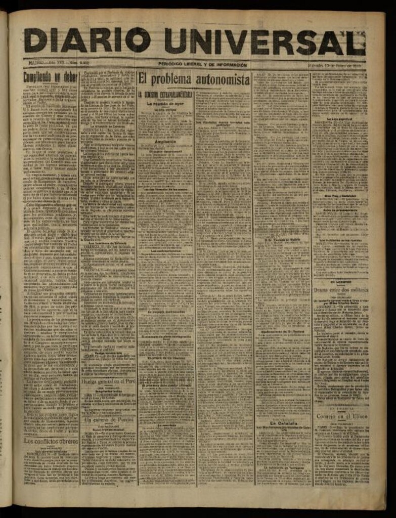 Miniatura de Diario Universal del 15 de enero de 1919