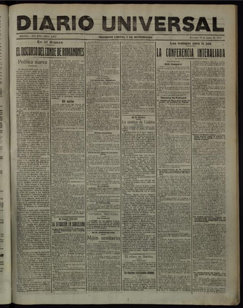 Miniatura de Diario Universal del 19 de enero de 1919