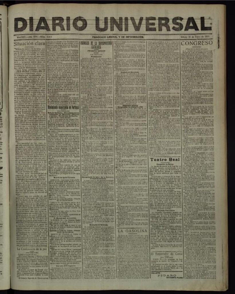 Miniatura de Diario Universal del 25 de enero de 1919