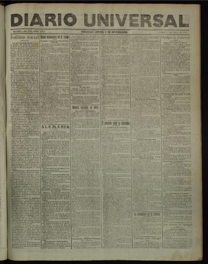 Miniatura de Diario Universal del 1 de febrero de 1919