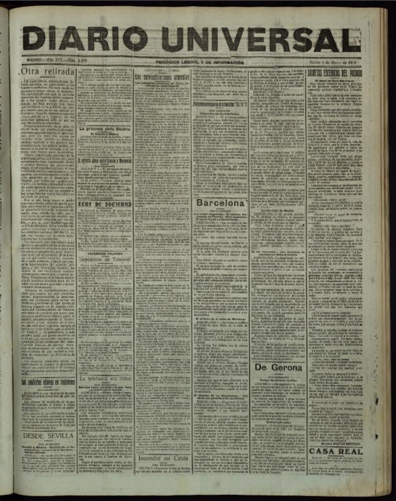 Miniatura de Diario Universal del 4 de marzo de 1919