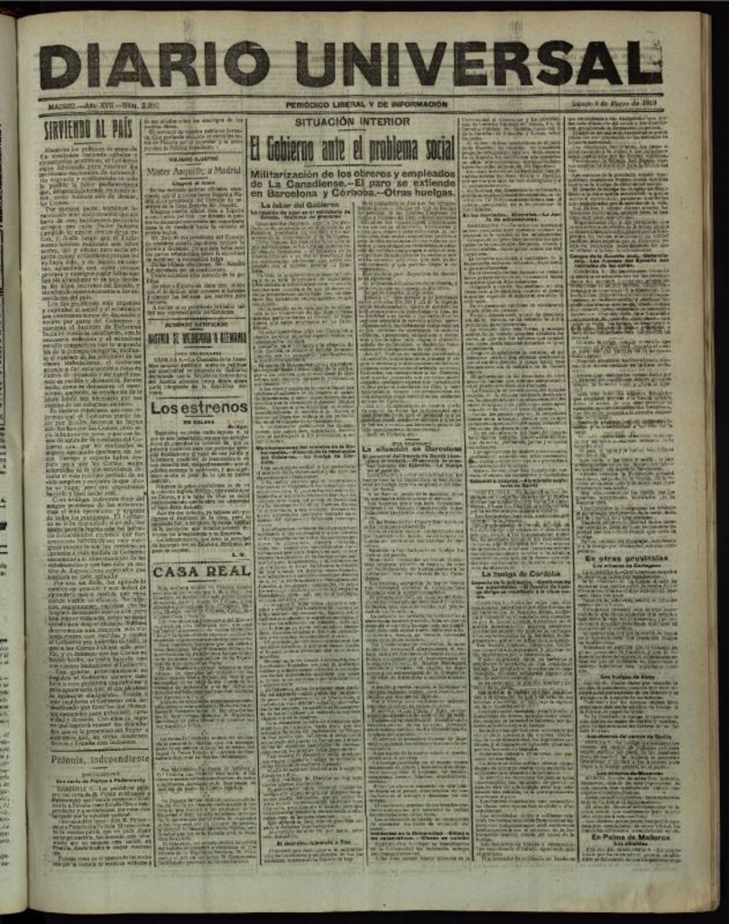 Miniatura de Diario Universal del 8 de marzo de 1919