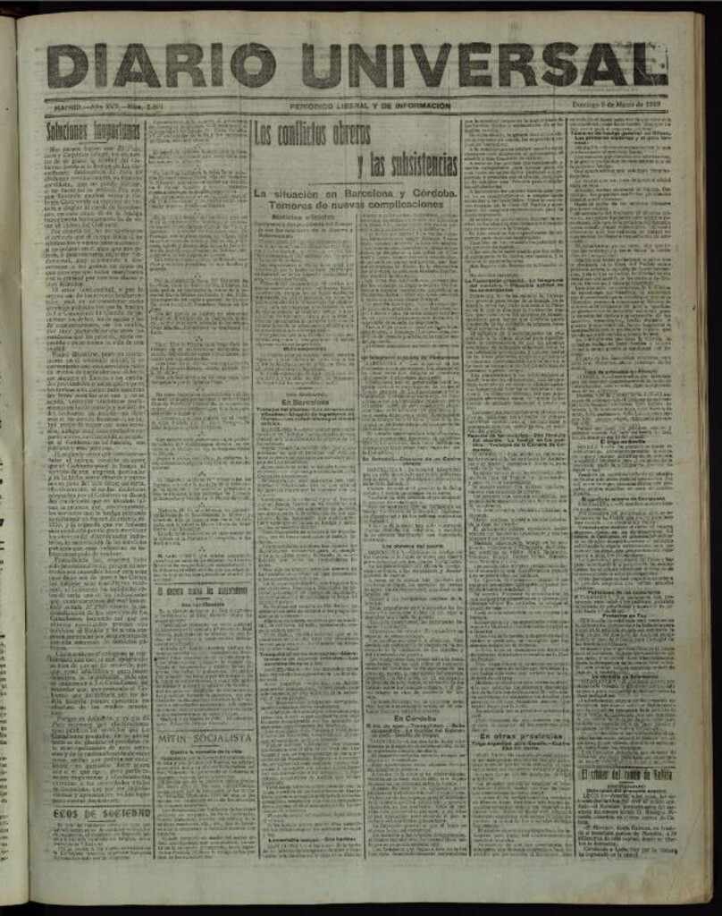 Miniatura de Diario Universal del 9 de marzo de 1919