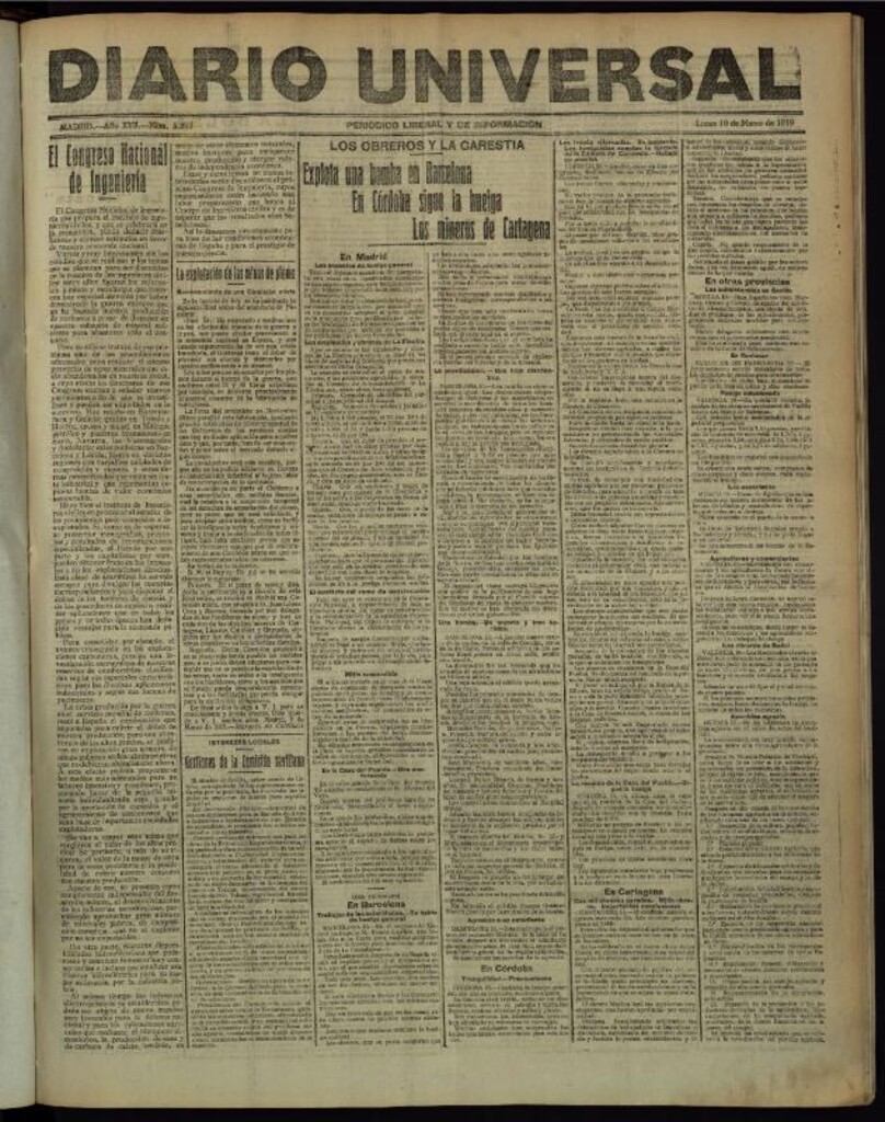 Miniatura de Diario Universal del 10 de marzo de 1919