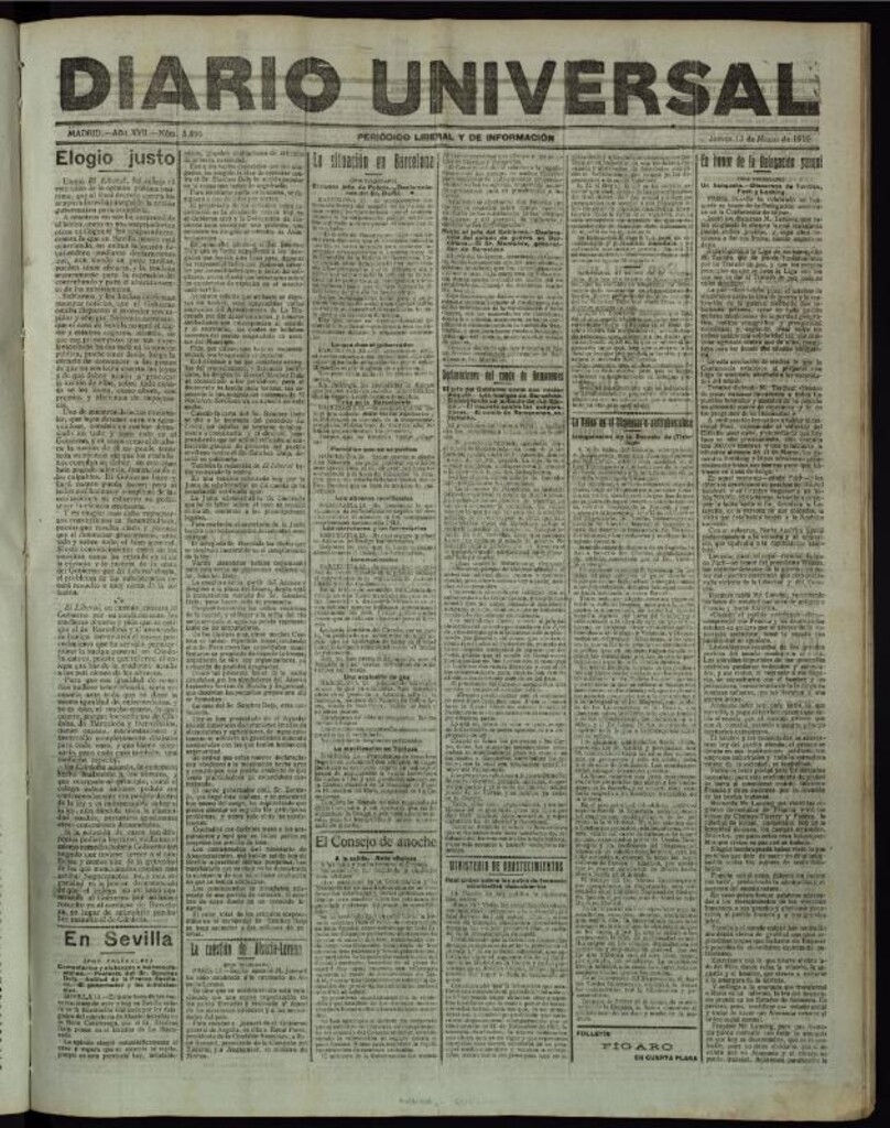 Miniatura de Diario Universal del 13 de marzo de 1919