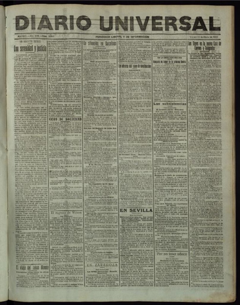 Miniatura de Diario Universal del 14 de marzo de 1919