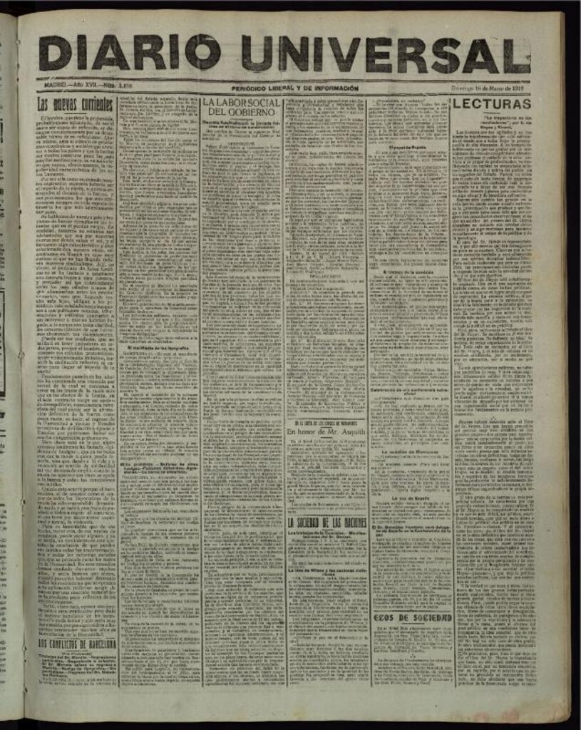 Miniatura de Diario Universal del 16 de marzo de 1919