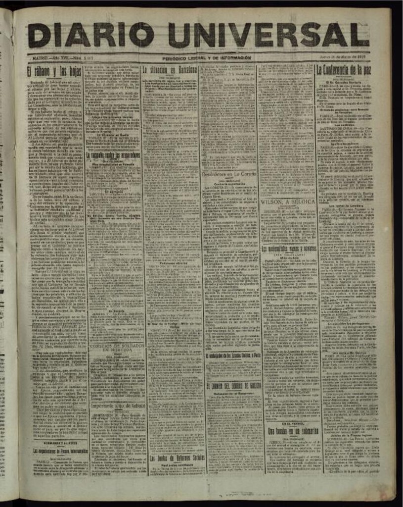 Miniatura de Diario Universal del 20 de marzo de 1919