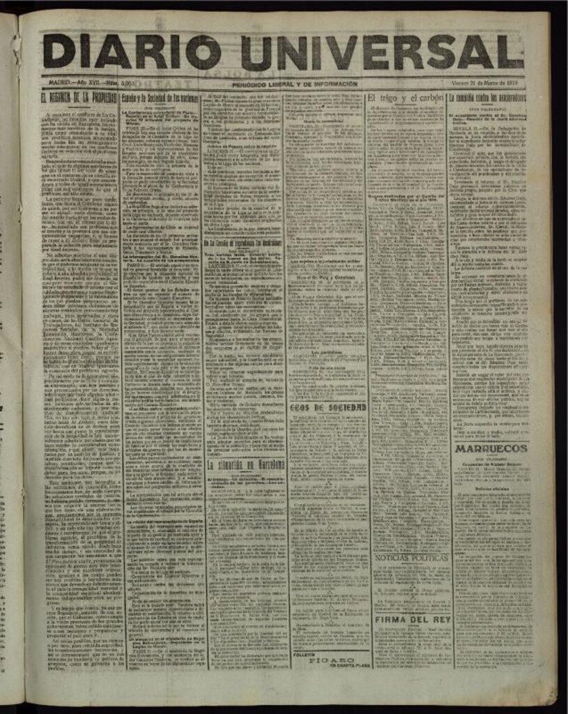 Miniatura de Diario Universal del 21 de marzo de 1919