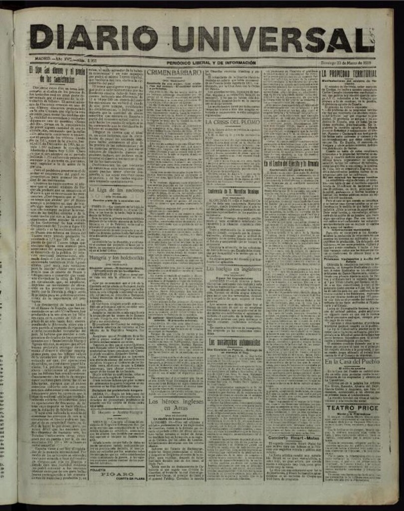 Miniatura de Diario Universal del 23 de marzo de 1919