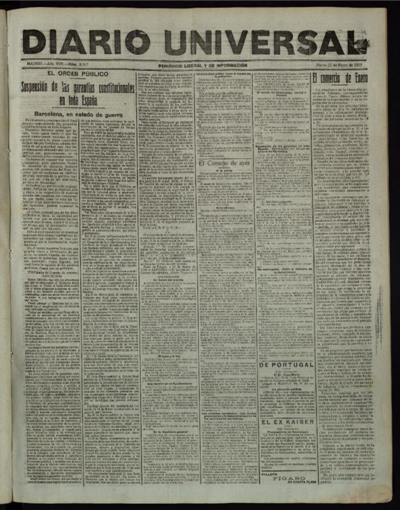 Miniatura de Diario Universal del 25 de marzo de 1919