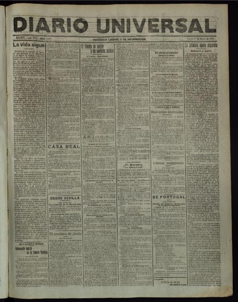 Miniatura de Diario Universal del 27 de marzo de 1919