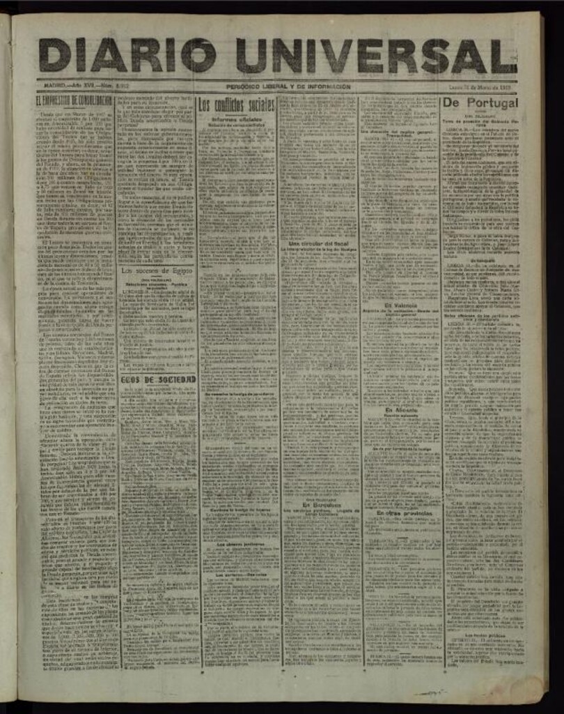 Miniatura de Diario Universal del 31 de marzo de 1919