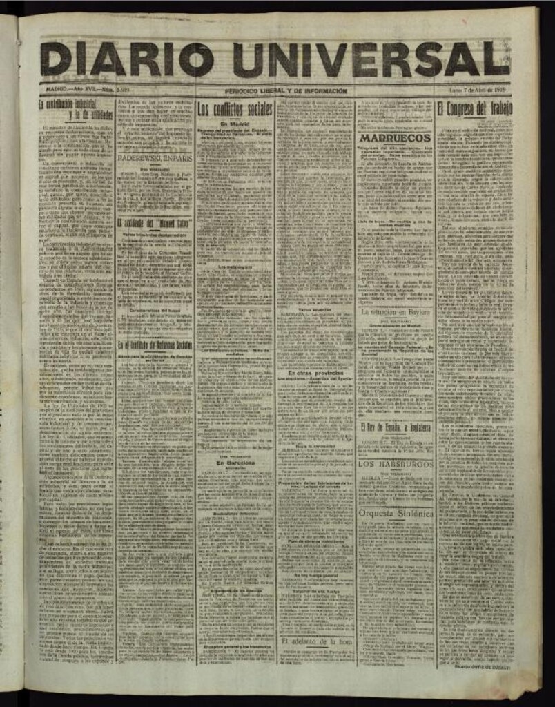 Miniatura de Diario Universal del 7 de abril de 1919