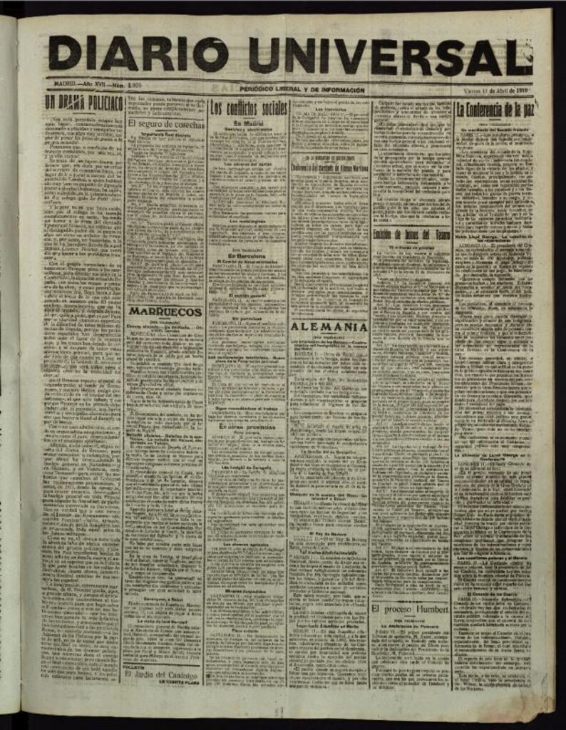 Miniatura de Diario Universal del 11 de abril de 1919