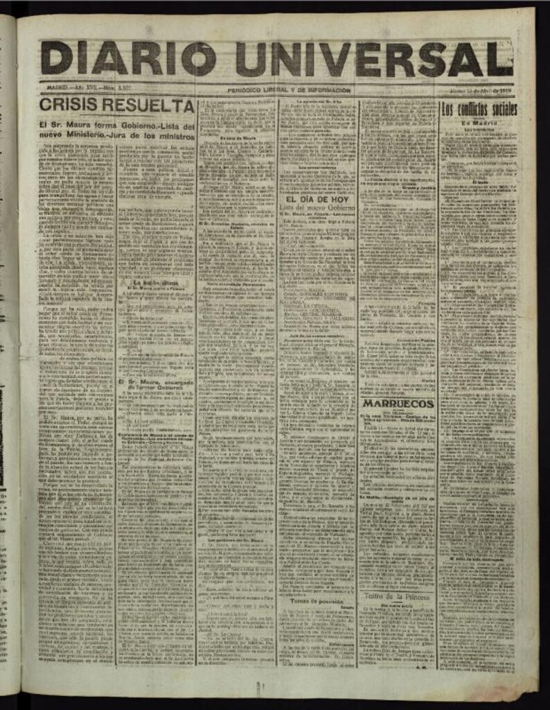 Miniatura de Diario Universal del 15 de abril de 1919